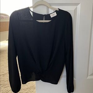 Everly Black Twist Front Blouse